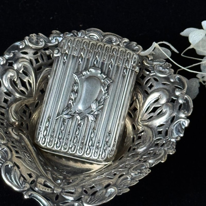 * 50890-绝美百年法国800银浮雕火柴盒 - 收纳用品 - 纯银 