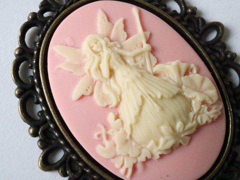 浮雕项链精致粉红牵牛花仙女仙子画幻想奇幻浪漫童话人女孩女人花痴牵牛花牵牛花 - 项链 - 其他材质 粉红色