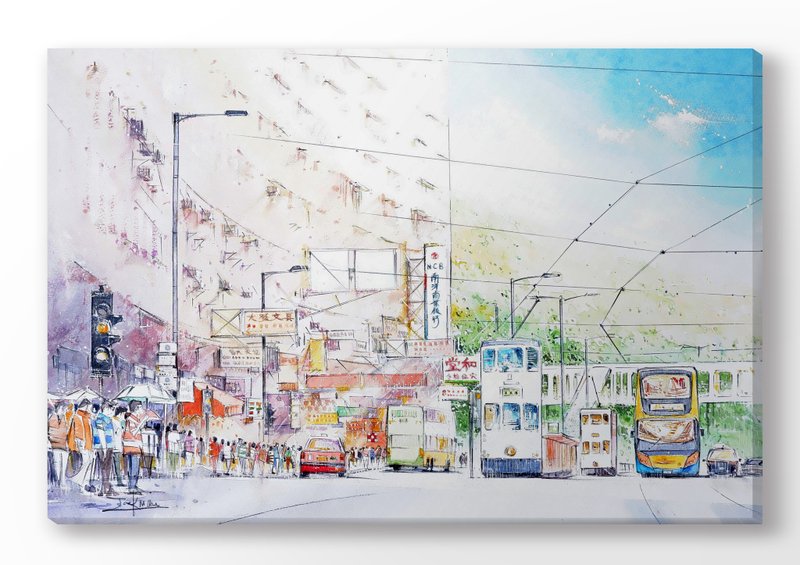 香港绘旅行系列 | 城市的美好 | 怪兽大厦 |无框画20X30cm - 海报/装饰画/版画 - 木头 白色