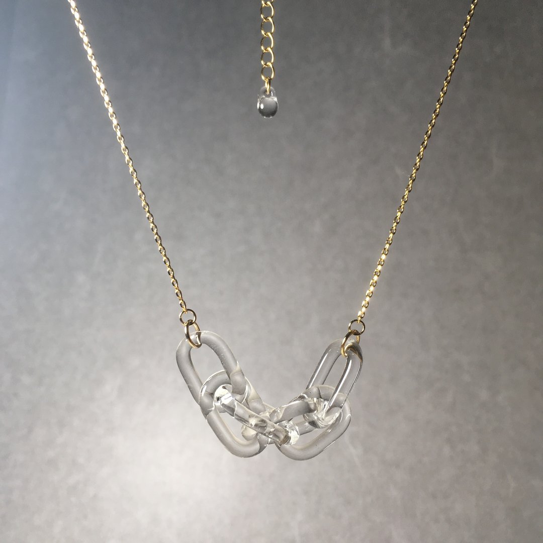 - Double cable chain - Necklace - 项链 - 玻璃 透明