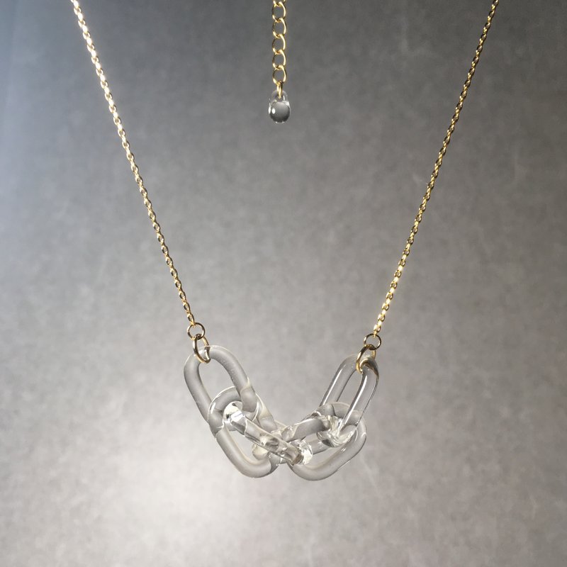 - Double cable chain - Necklace - 项链 - 玻璃 透明