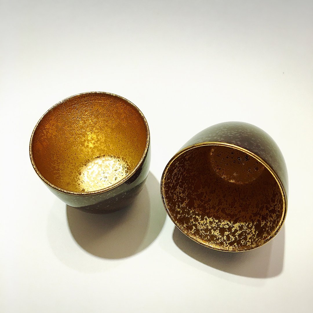 日本金箔小酒杯 - 花瓶/陶器 - 陶 