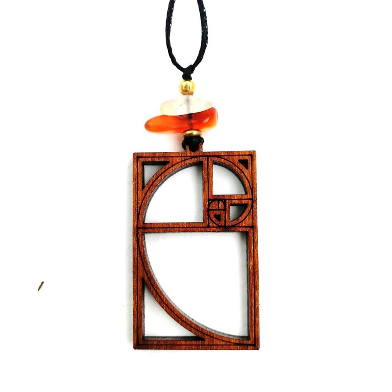 Golden Ratio Pendant - 项链 - 木头 咖啡色