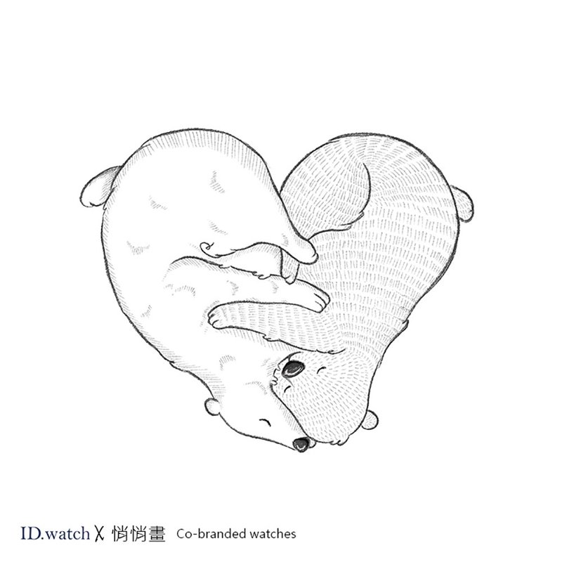 联名款插画手表-熊爱你 - 女表 - 真皮 咖啡色