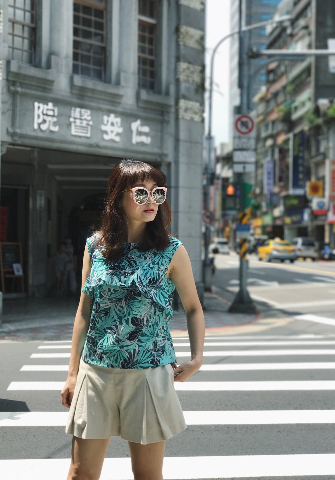 炎夏对策系列 30克 法国纯棉 热带风格上衣 - 女装上衣 - 棉 绿色
