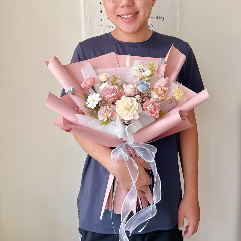 春日 永生大花束  情人节花束 - 干燥花/捧花 - 植物．花 粉红色