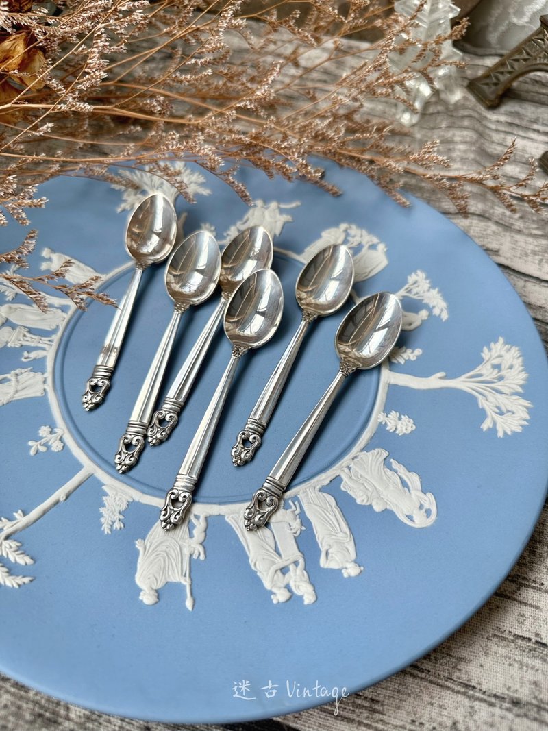 美国古董International Sterling Royal Danish纯银咖啡匙 - 餐刀/叉/匙组合 - 纯银 银色