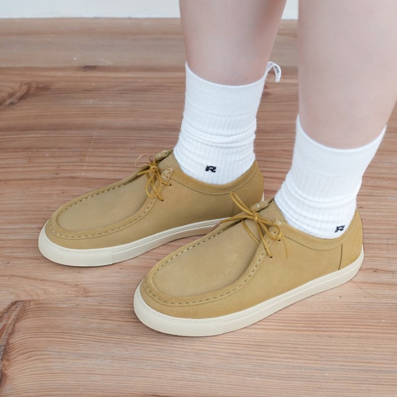 轻防水!外缝线软皮革袋鼠鞋  卡其 MIT 全真皮-卡其 - 女款休闲鞋 - 真皮 金色