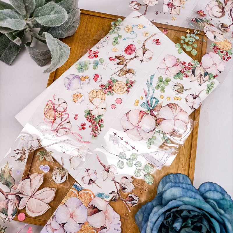 PS332_純淨棉花 / 裝飾膠帶 - 纸胶带 - 塑料 多色