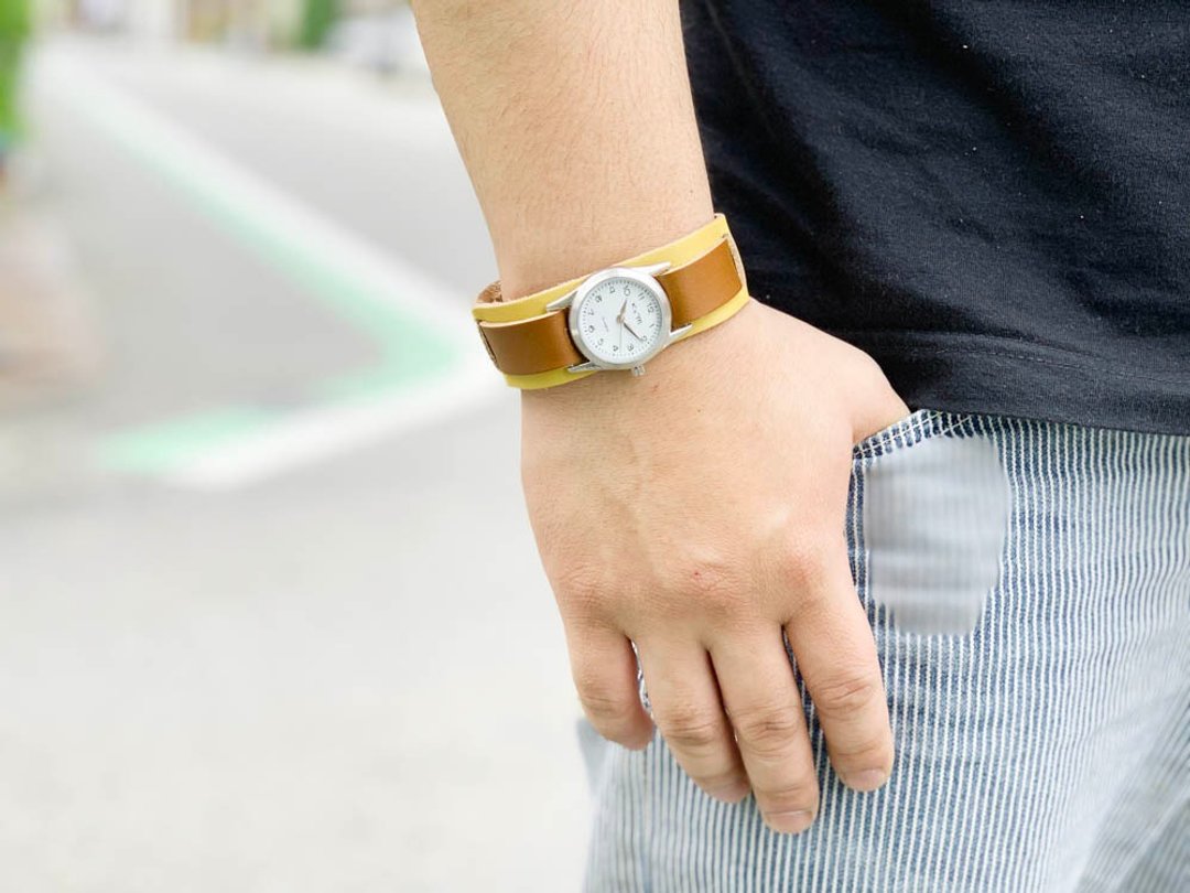 WPILES Fun chocolate banana border W piles watch bangle watch WPW-YBC-W - 女表 - 真皮 黄色