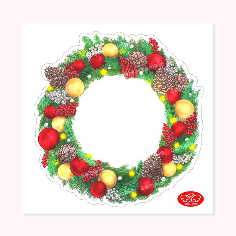 圣诞花圈贴纸 - 贴纸 - 纸 