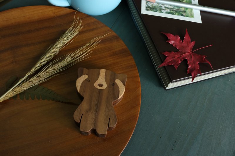 疗愈系木偶 x 呆萌森物-果子狸  Tabby - 玩偶/公仔 - 木头 咖啡色