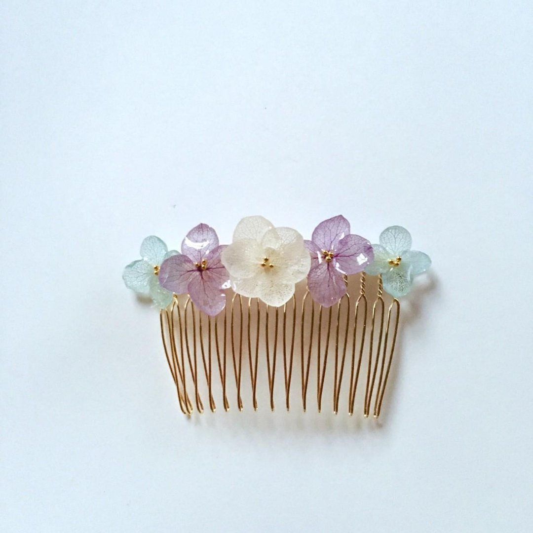 Hydrangea's Hair Comb*Blue Violet* - 发饰 - 植物．花 红色