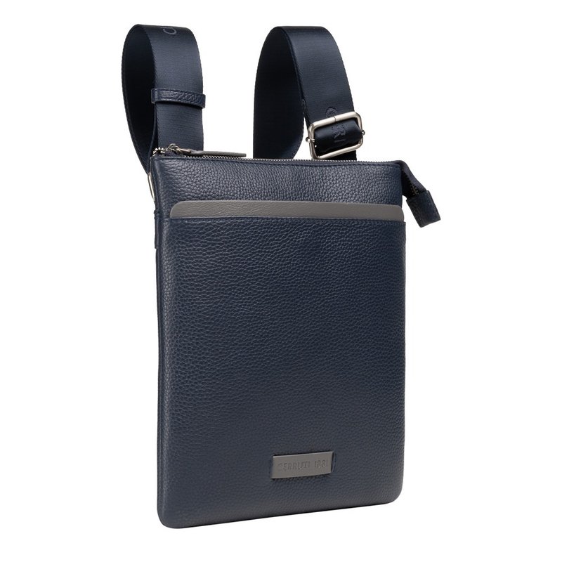 CERRUTI 1881 限量2折 意大利顶级小牛皮肩背包 全新专柜展示品 - 侧背包/斜挎包 - 真皮 蓝色