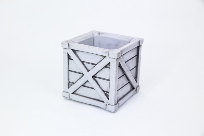 有泥创研/仿旧系列/ 工业木箱水泥盆器 - 植栽/盆栽 - 水泥 银色