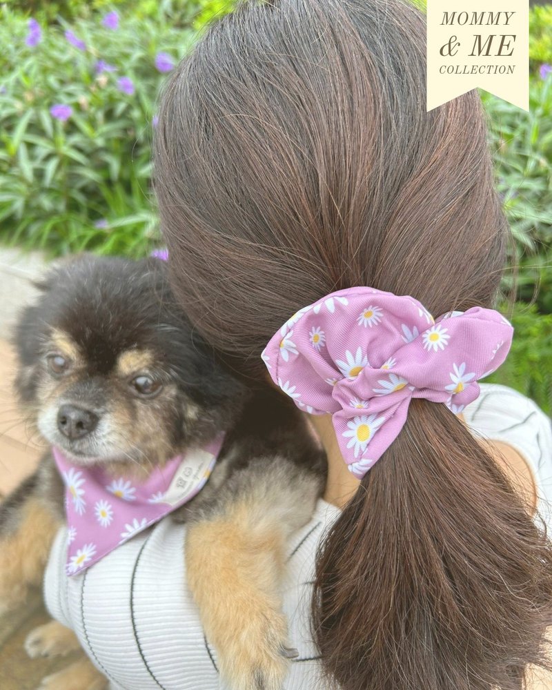 宠物围巾 宠物亲子装 宠物妈妈发圈 狗猫三角巾  紫色雏菊 小花 - 衣/帽 - 棉．麻 