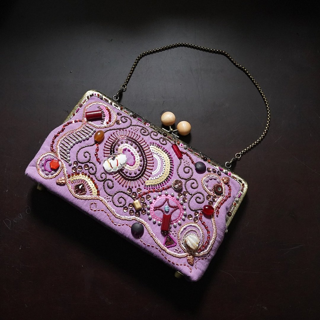 Special kiss lock bag bag 2 - 手提包/手提袋 - 棉．麻 紫色
