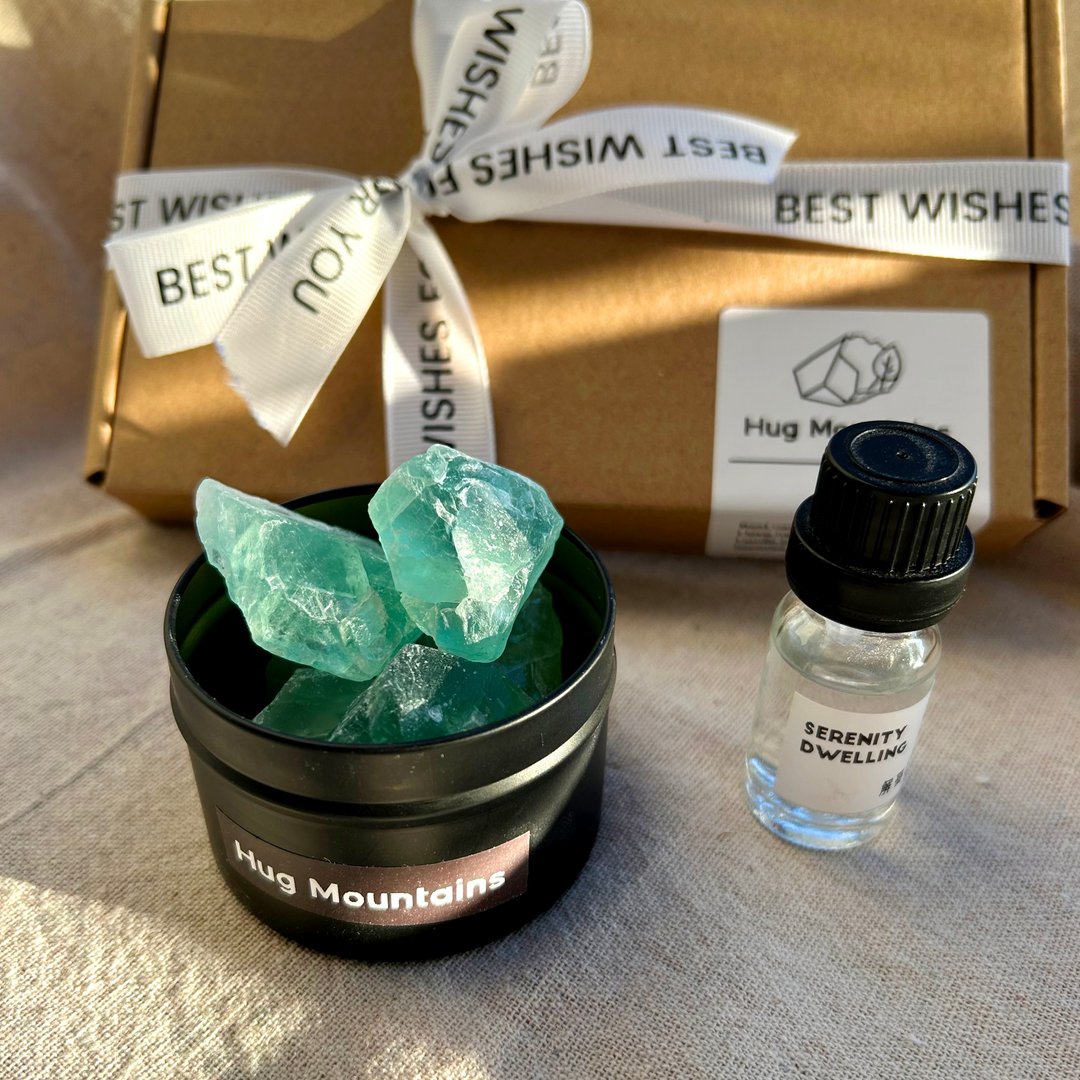 智慧之石绿萤石 扩香水晶 礼盒 精油 - 香薰/精油/线香 - 水晶 绿色