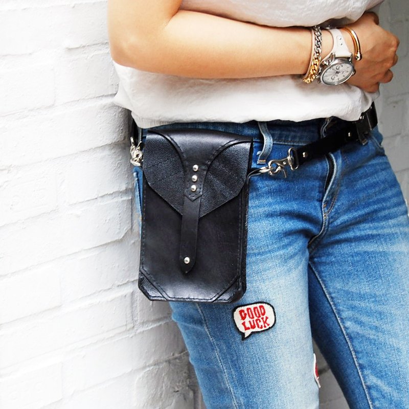 Beechen黑色皮革机车腰包 - 其他 - 真皮 黑色