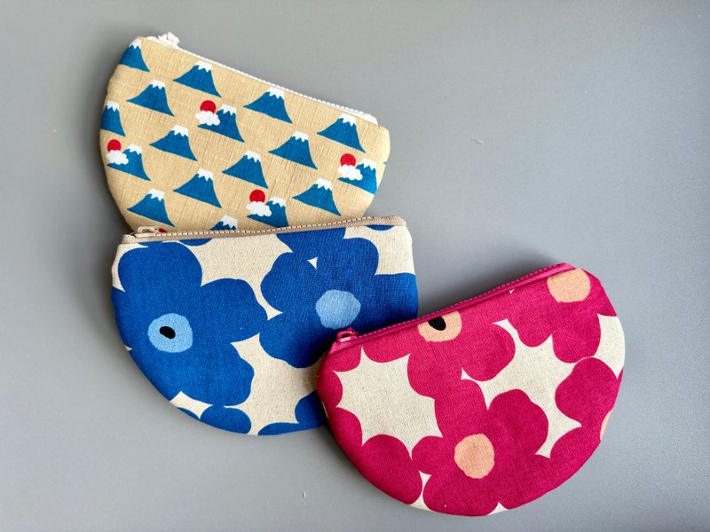 【 现货 】半圆拉链小包 - 化妆包/杂物包 - 棉．麻 