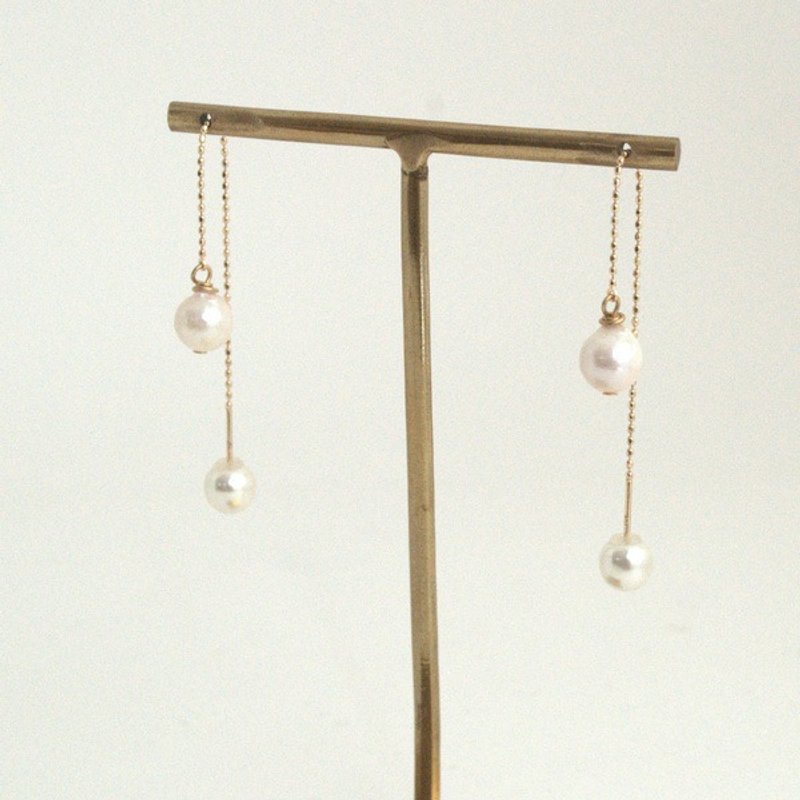 Pierce/k10 Akoya 珍珠 美国 Pierce/耳环 珍珠金 10 - 耳环/耳夹 - 其他金属 金色