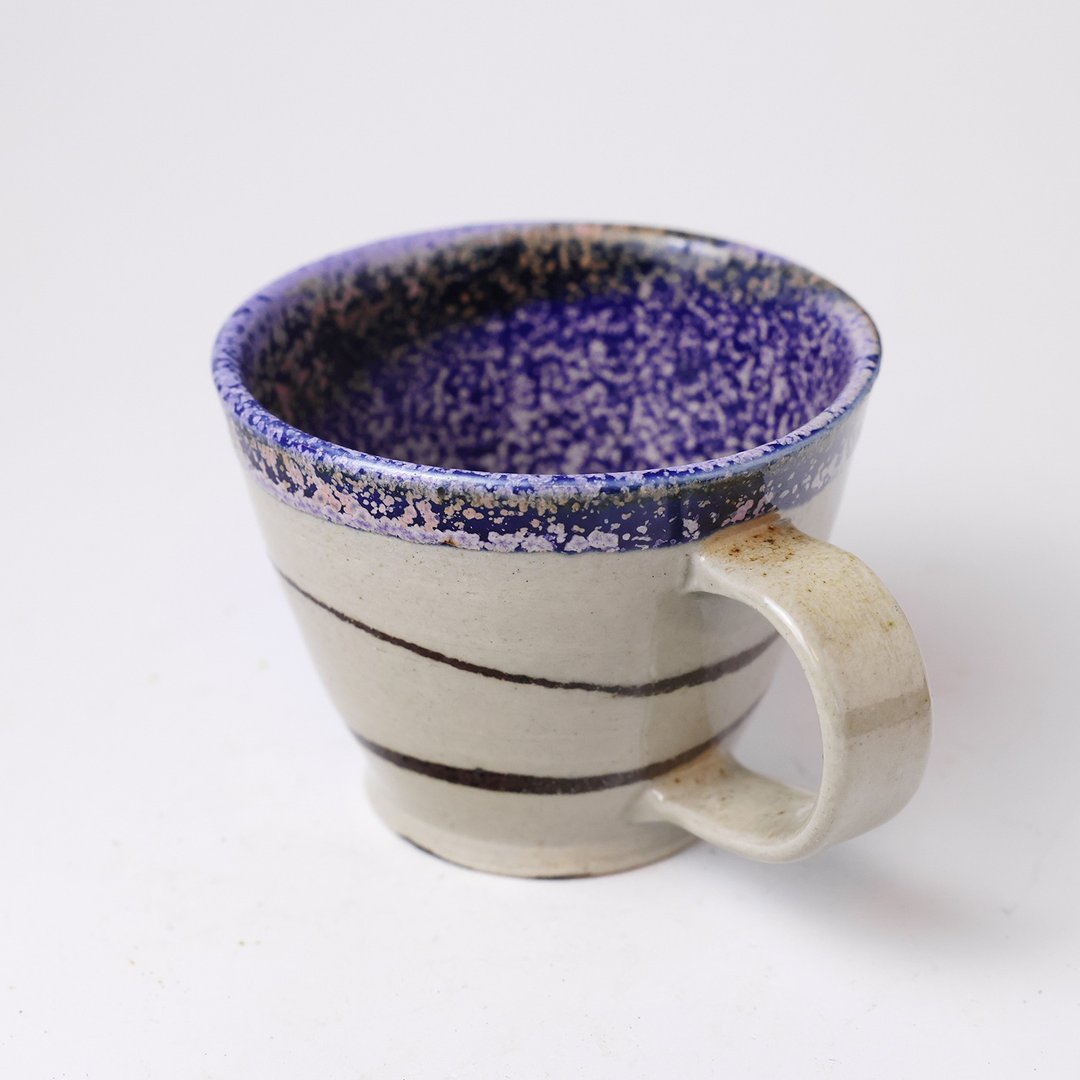 明芽窑 | 柴烧青瓷蓝夜绞胎把杯 咖啡杯 陶杯 杯子 马克杯 搜藏 H8 - 咖啡杯/马克杯 - 陶 