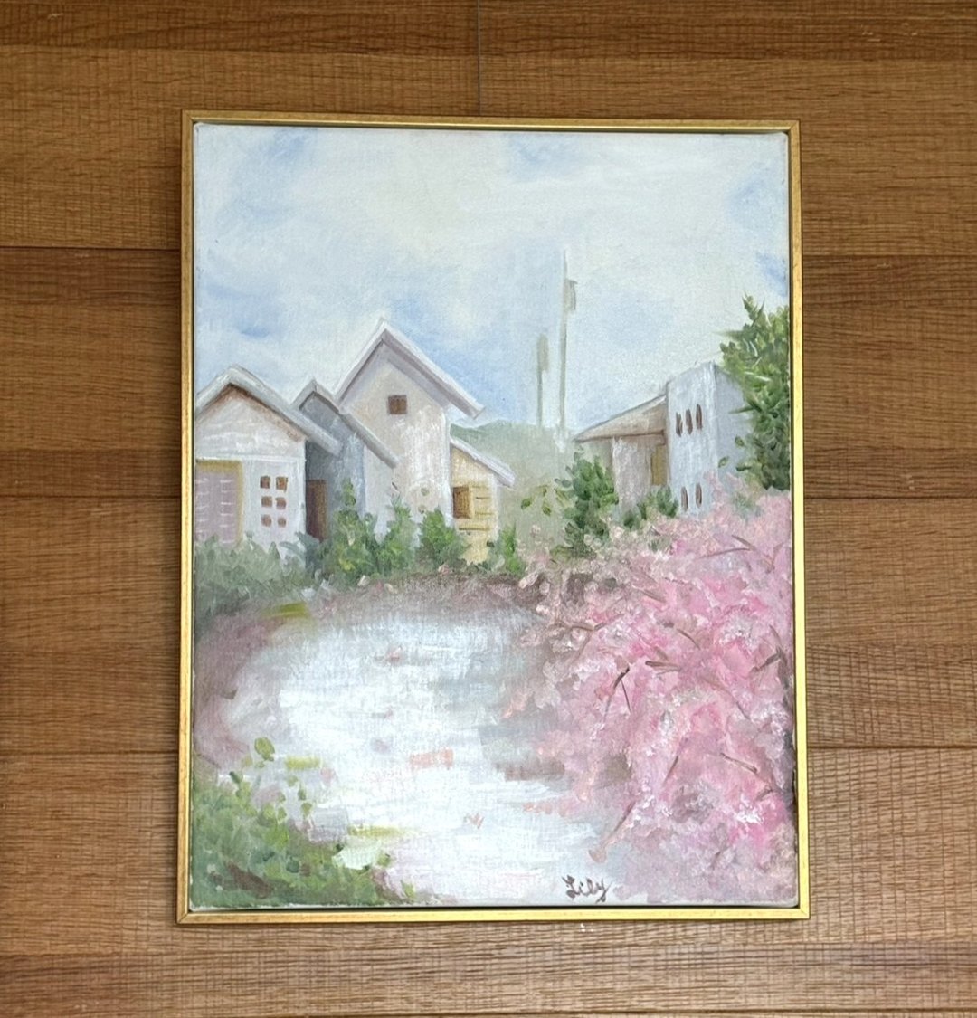 粉樱小径 - 春日风景油画 手绘原作 含框 - 海报/装饰画/版画 - 棉 