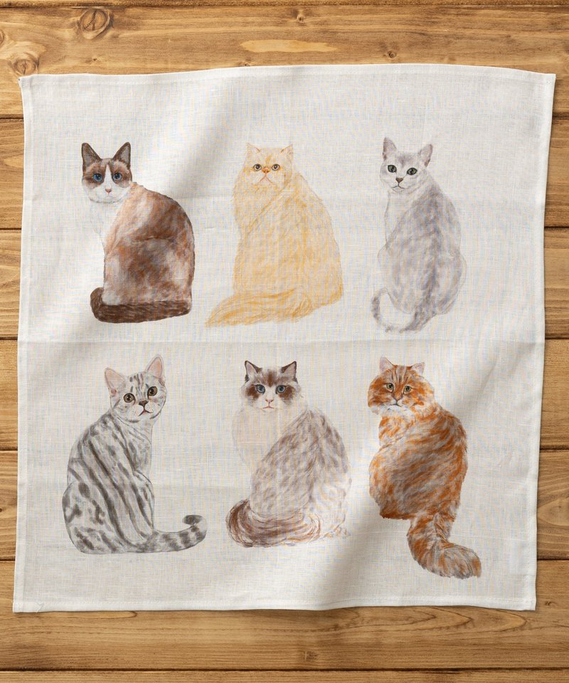 大号麻手帕猫狗43×43cm 6.Cats-D - 其他 - 其他材质 白色