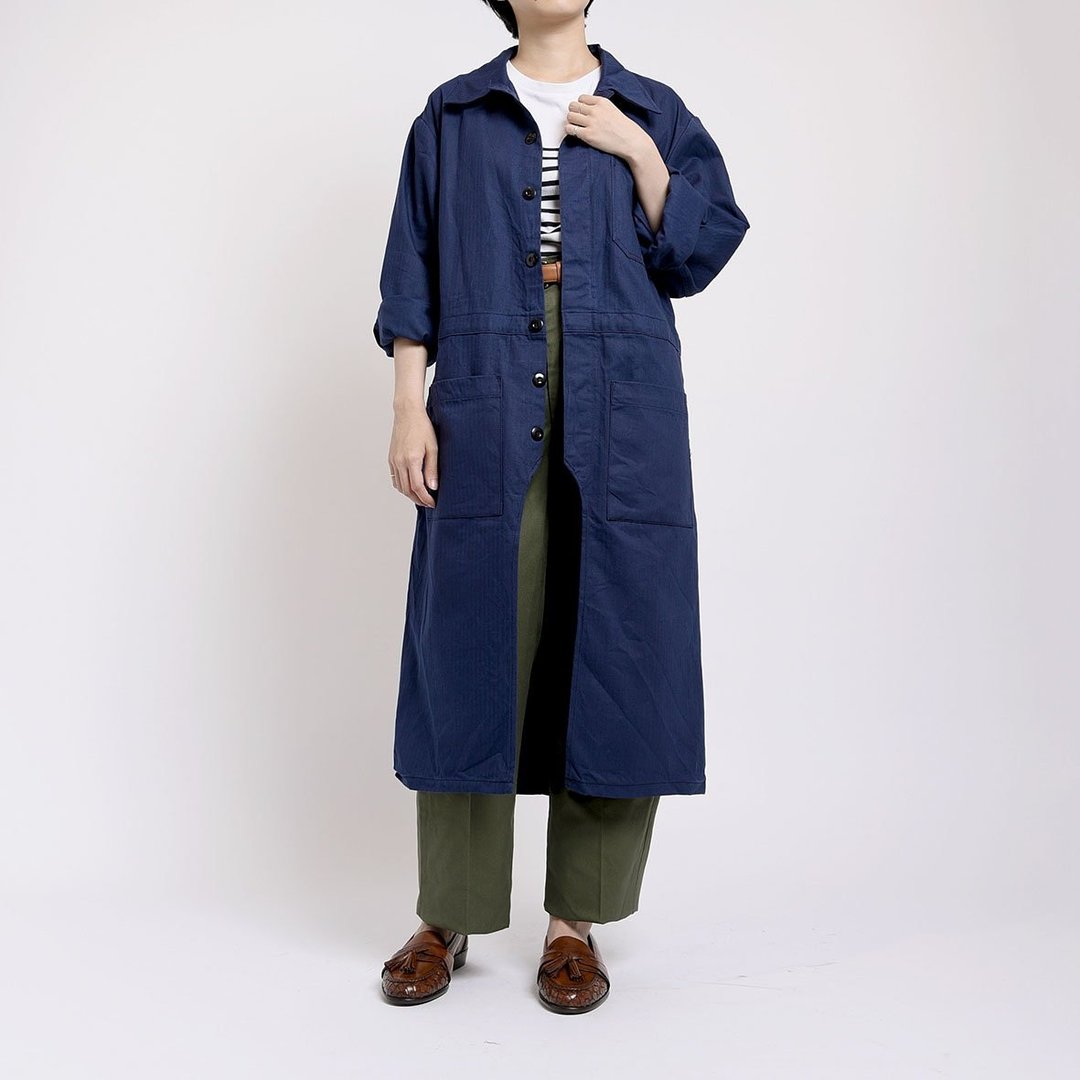1980年德国海军长版工作外套 / Vintage 古着/欧洲古着 - 女装休闲/机能外套 - 棉 蓝色