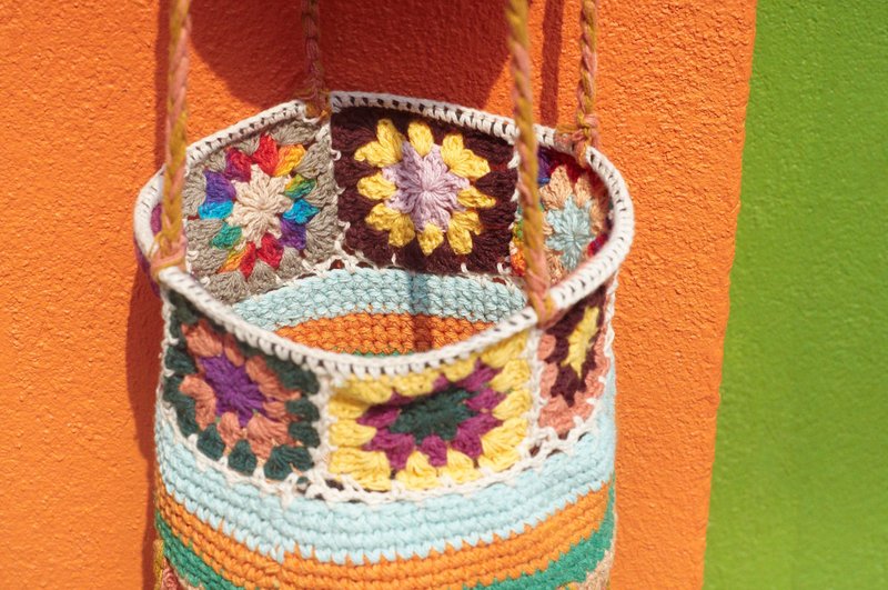 情人节礼物 限量一件 手工编织置物篮/收纳篮/吊挂袋/鸟巢编织篮/花朵编织篮- 缤纷渐层色系 森林花朵编织 - 收纳用品 - 棉．麻 多色