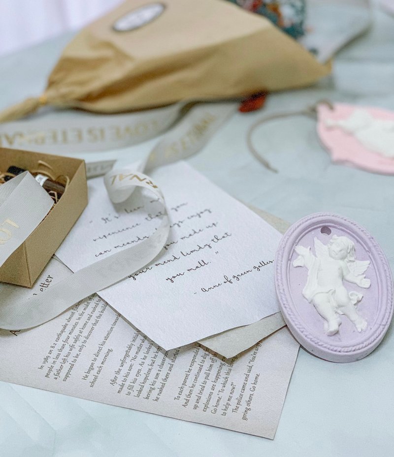 香氛扩香石- 大理石纹/马卡龙色 优雅小天使扩香片 /附5m香精油 - 香薰/精油/线香 - 其他材质 