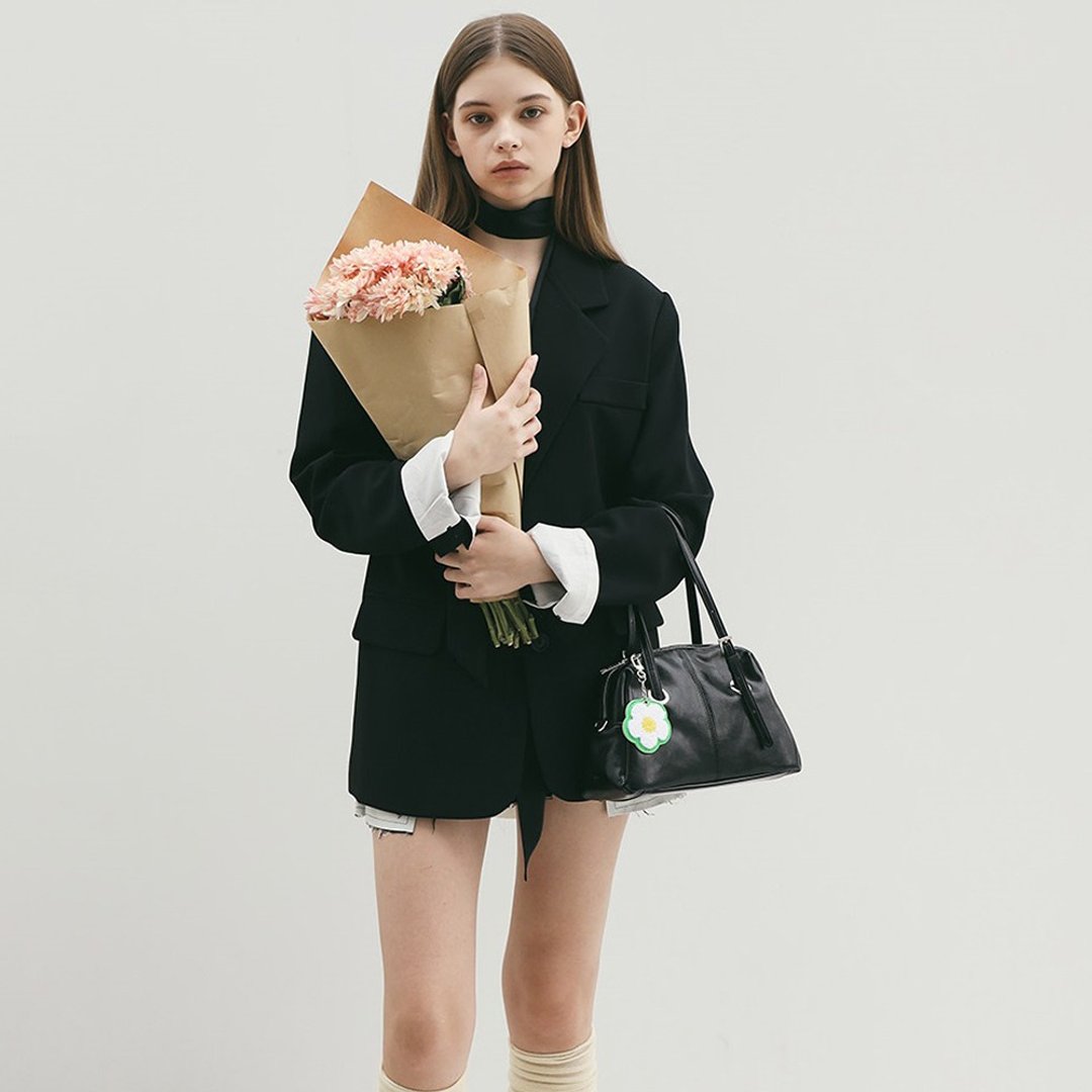 韩国制 MUR Arti Vegan Leather 包包  (Crinkle Black) - 侧背包/斜挎包 - 环保材料 