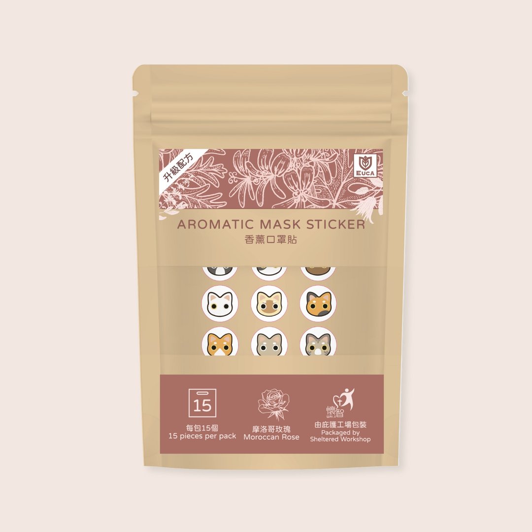 EUCA 毛孩香薰口罩贴 – 摩洛哥玫瑰 – 可爱猫猫 - 香薰/精油/线香 - 其他材质 