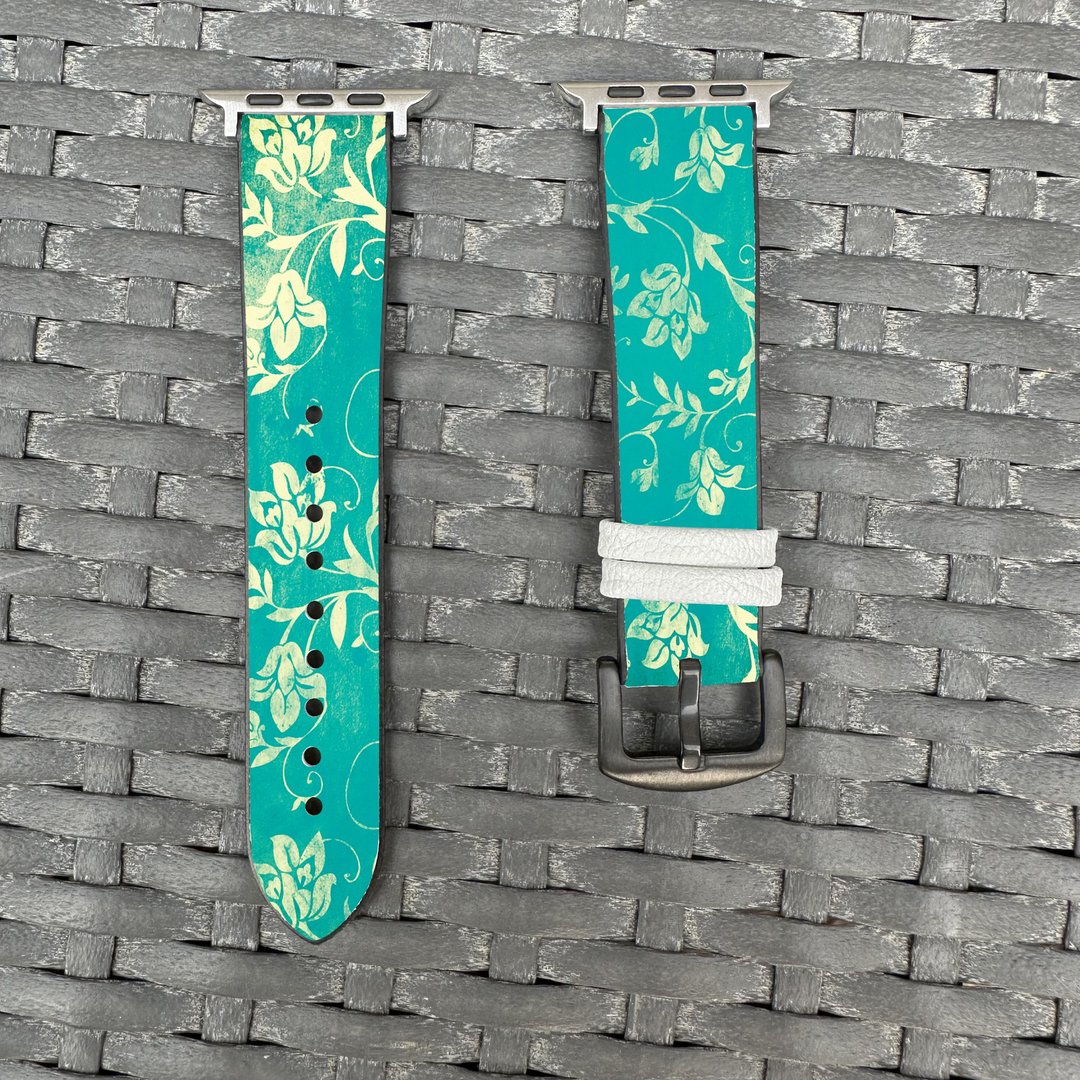 绿色花纹 Apple Watch 潮流硅胶表带 - floral-cn - 表带 - 硅胶 多色