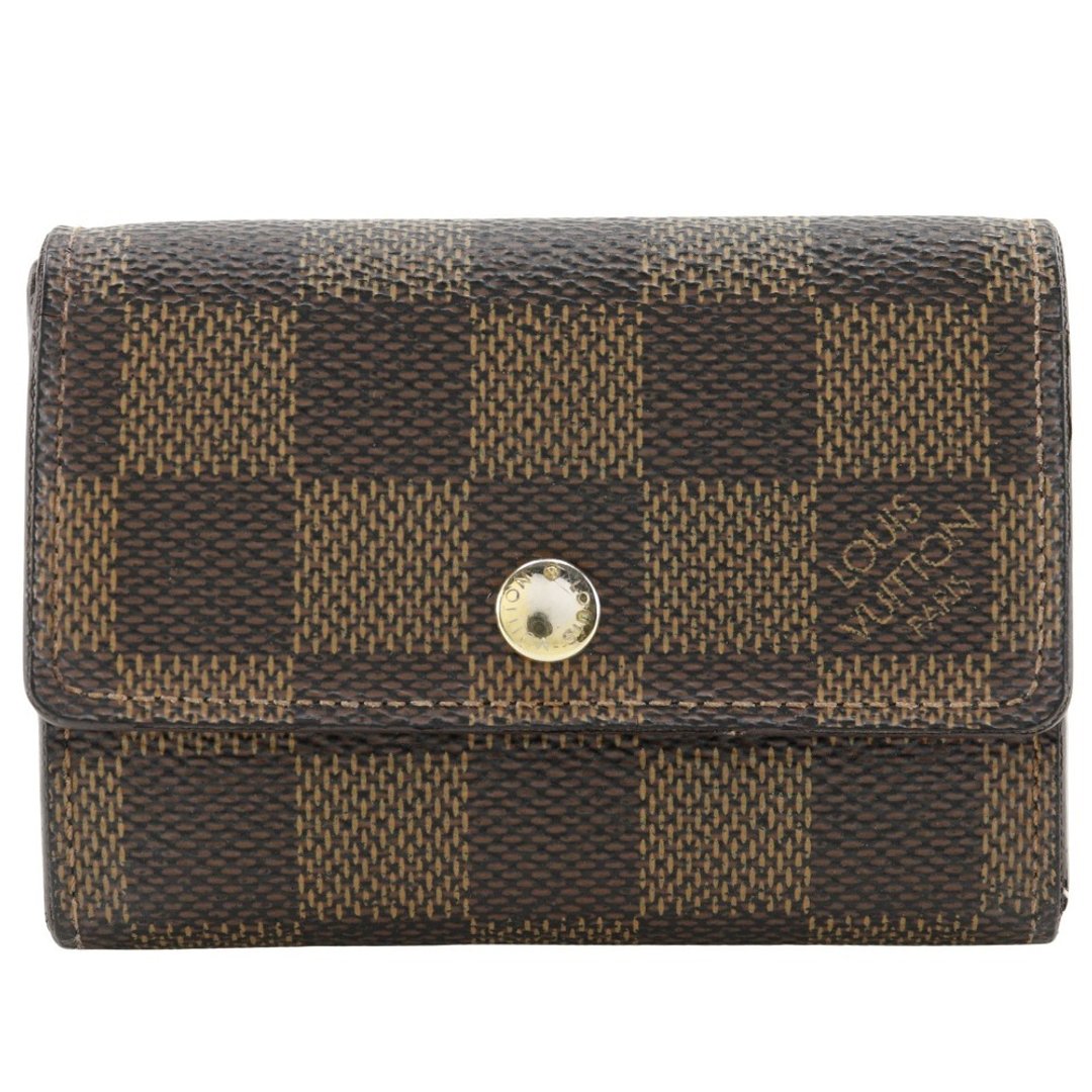 【日本直送】路易威登 LOUIS VUITTON Porte Monnaie Plat 零钱包 N61930 Damier Ebene 帆布 咖啡色 MI4007 中性【二手】 - 零钱包 - 人造皮革 咖啡色