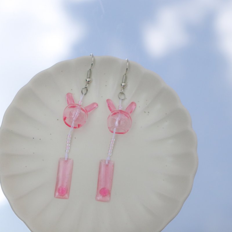 【风铃系列】日系手绘风铃耳环 - 耳环/耳夹 - 树脂 多色