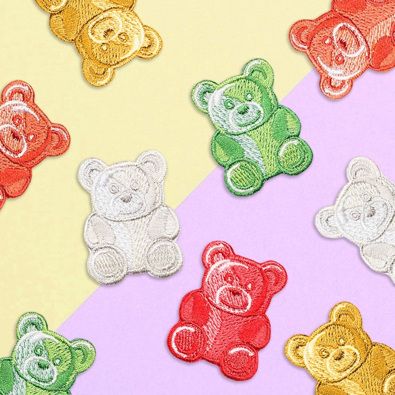 【刺绣布贴】Gummy Bears 小熊软糖系列 (五色) - 贴纸 - 绣线 