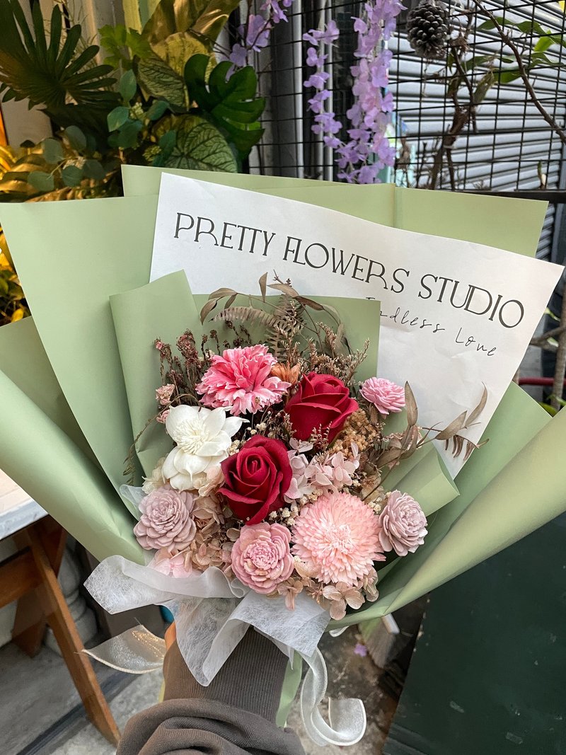 Time flower莳花/毕业季 毕业花束/干燥香氛花束/红玫瑰 蓝玫瑰 - 干燥花/捧花 - 其他材质 