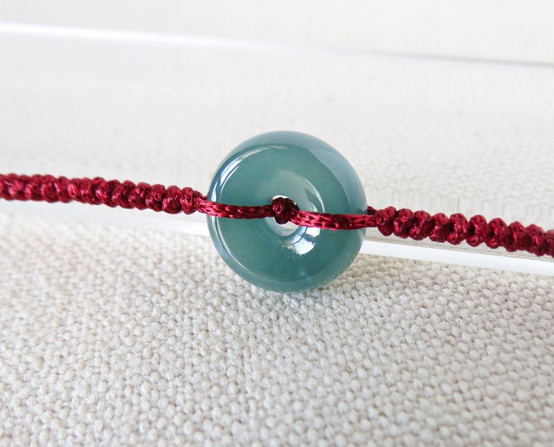 本命年【岁岁平安】冰蓝水雪花棉翡翠丝光编织手链SW54招财开运 - 手链/手环 - 宝石 多色