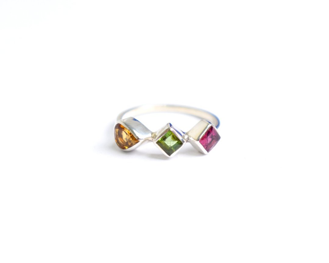 3 color tourmaline Silver ring Silver925 - 戒指 - 纯银 粉红色