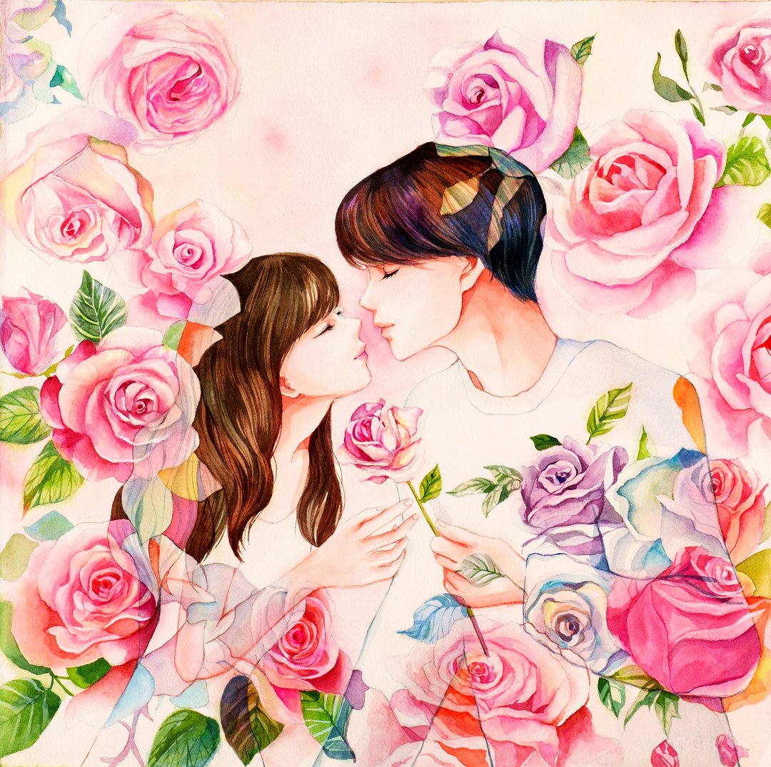 爱情的期待-原作水彩艺术创作画/艺术挂画/精致居家装饰/纪念 - 海报/装饰画/版画 - 纸 粉红色