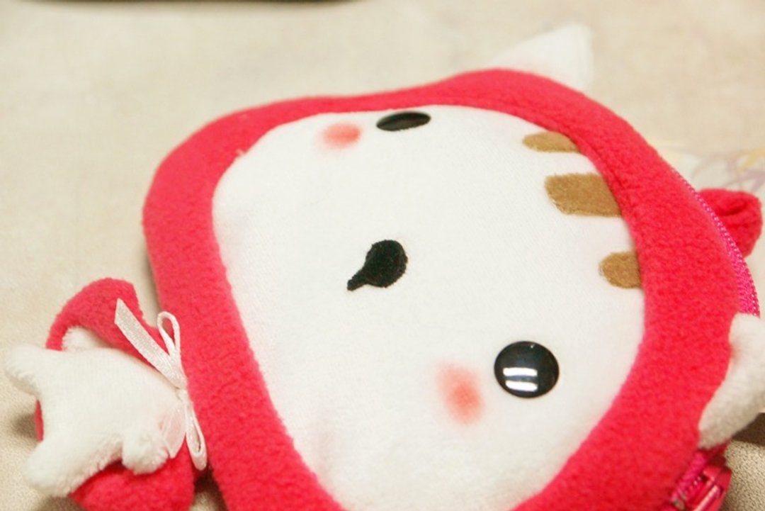 Bucute小红猫证件套钱包/悠游卡套/证件夹/独家发售/手工制作/交换礼物/零钱包 - 零钱包 - 聚酯纤维 红色