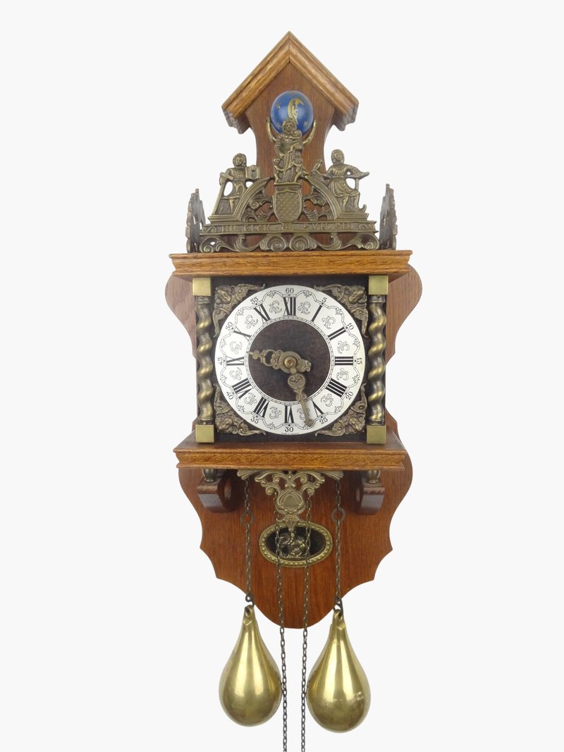 萨恩斯荷兰 Warmink 挂钟 复古古董 8 日链 (WUBA 荣汉斯时期) - 时钟/闹钟 - 木头 咖啡色