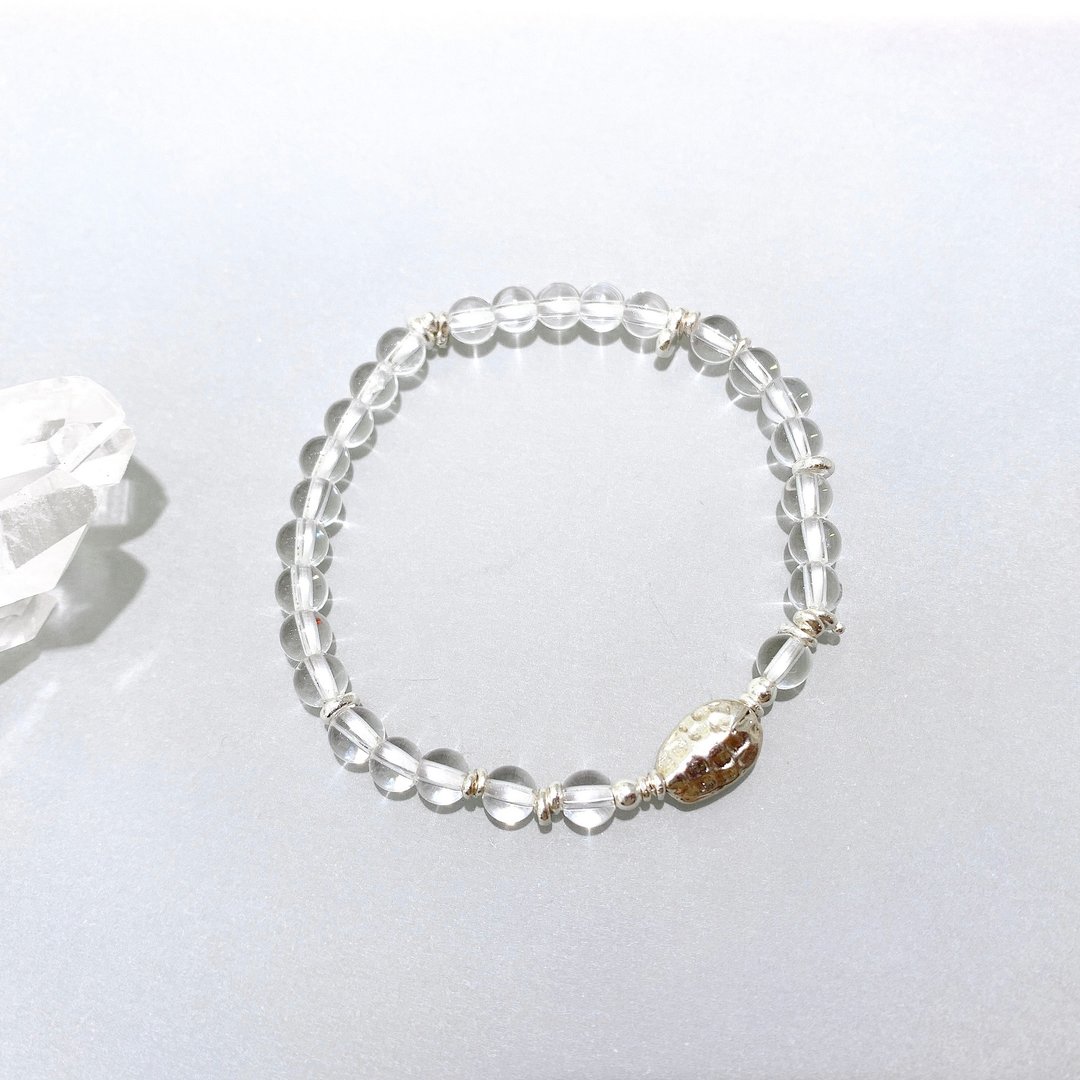 Ops Rock Crystal silver bracelet -白水晶/手工饰品/简约/纯银 - 手链/手环 - 银 透明
