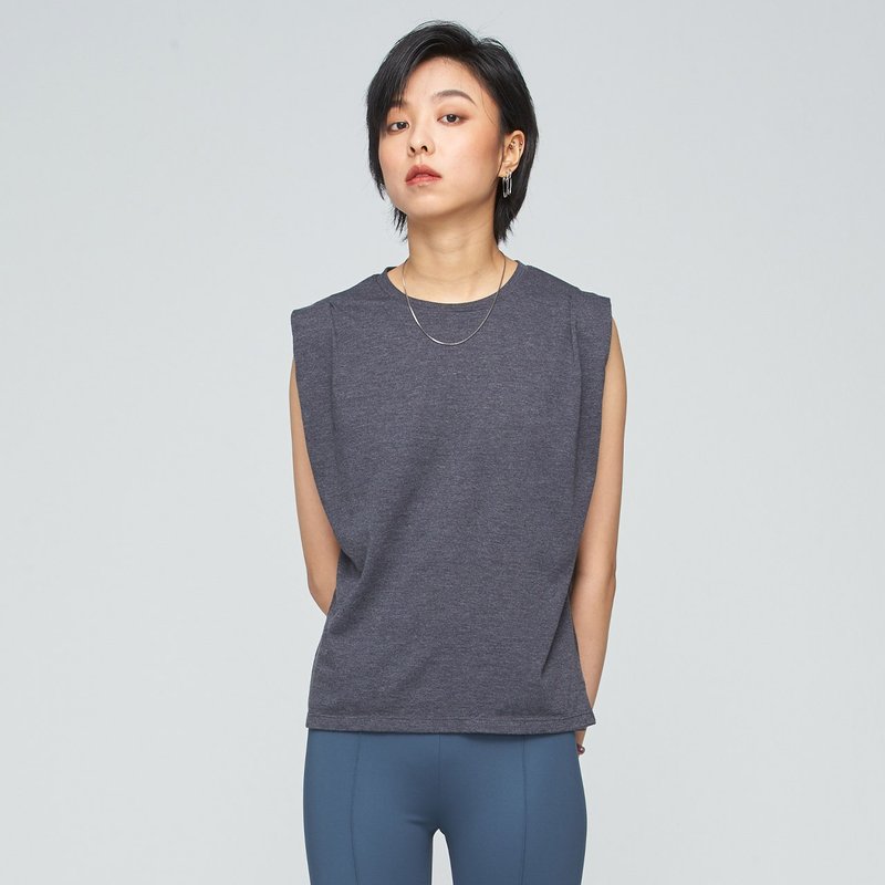 抗菌透气打折上衣(女)-夜幕灰 - 女装 T 恤 - 棉．麻 灰色