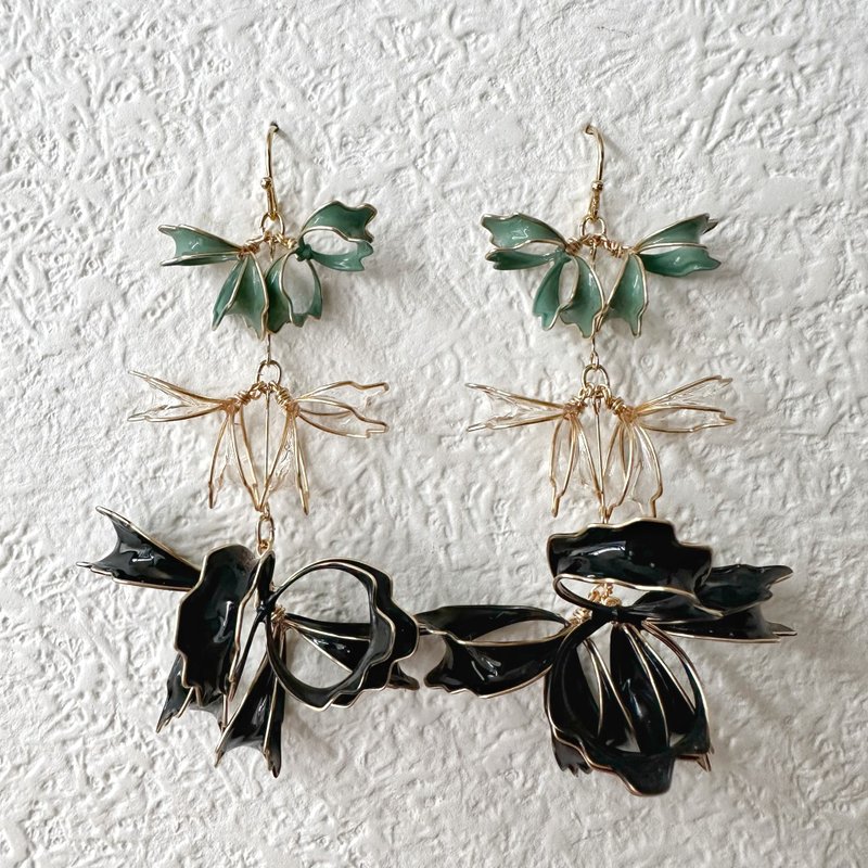 以花朵为灵感的金属丝配件 - 耳环/耳夹 - 其他金属 