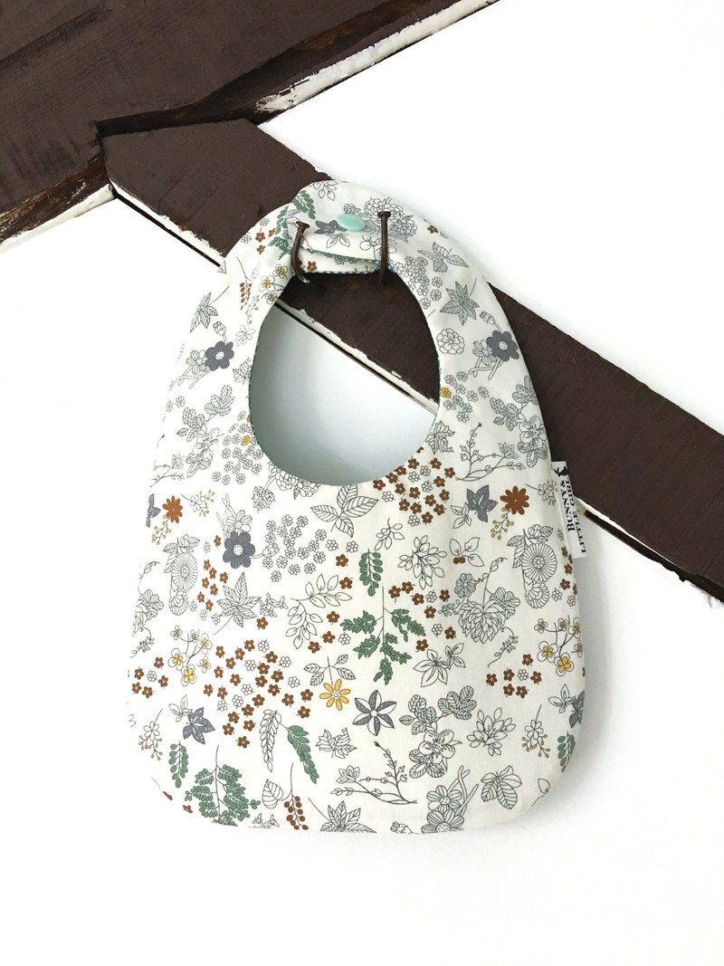 双面围兜-灰系小花 - 围嘴/口水巾 - 棉．麻 