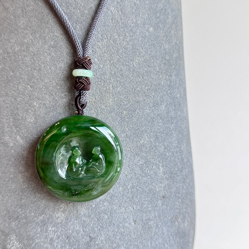 春聚吉圆 - 北极玉光系列 - 台湾设计雕刻之翠玉项链 - 项链 - 玉石 绿色