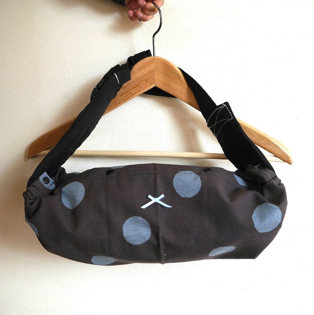 Baby carrier bag /  brown & smoky blue dot - 其他 - 棉 咖啡色