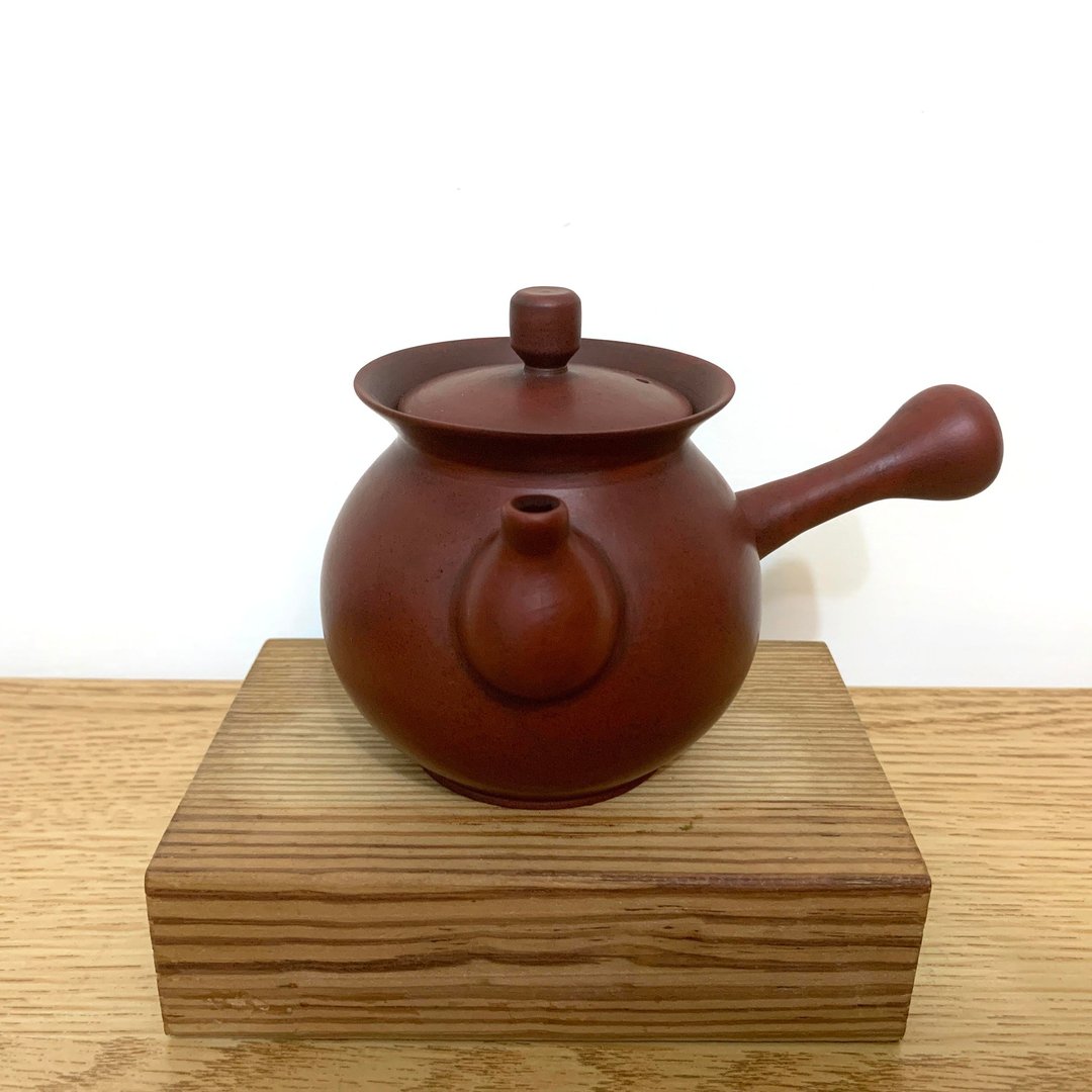 台湾【朱泥】手拉坯薄胎KyuuSu横手急须壶9 - 茶具/茶杯 - 陶 红色